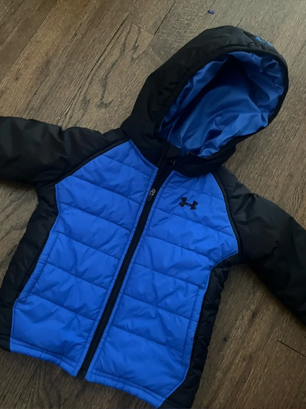 Under Armour Black & Blue Quilted Hooded Jacket 18 months